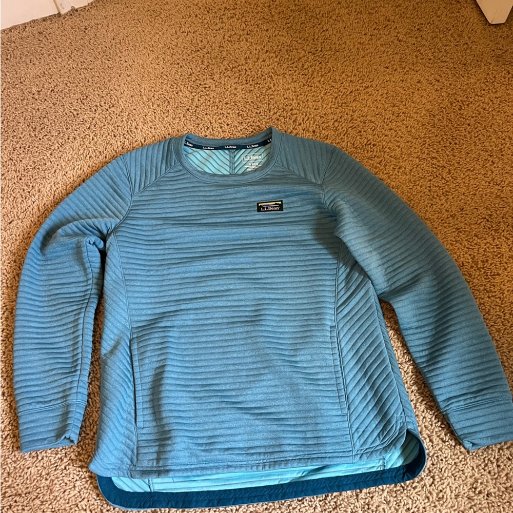 L.L. Bean Blue Crewneck Sweater with Ribbed Texture